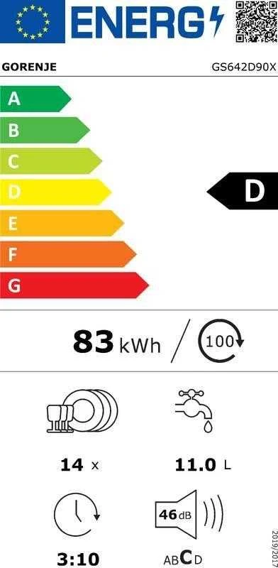 Indaplovė Gorenje GS642D90X laisvai stovinti 60cm