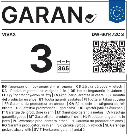 Indaplovė VIVAX DW-601472C S