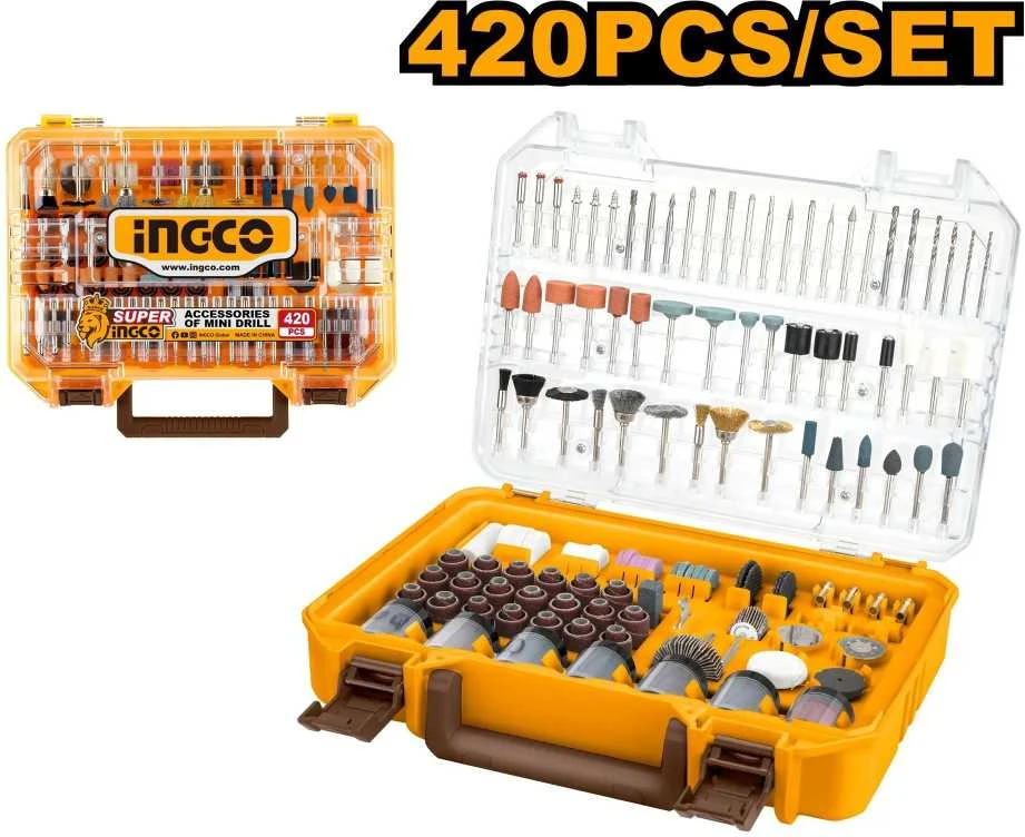 Grąžtas Ingco AKMG4208 grąžto priedų rinkinys, 420 vnt.