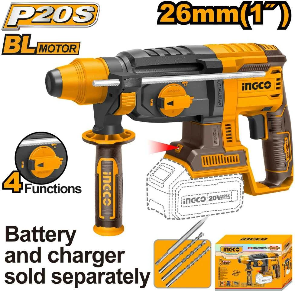 Ingco 20V belaidis perforatorius su 4 darbo režimais