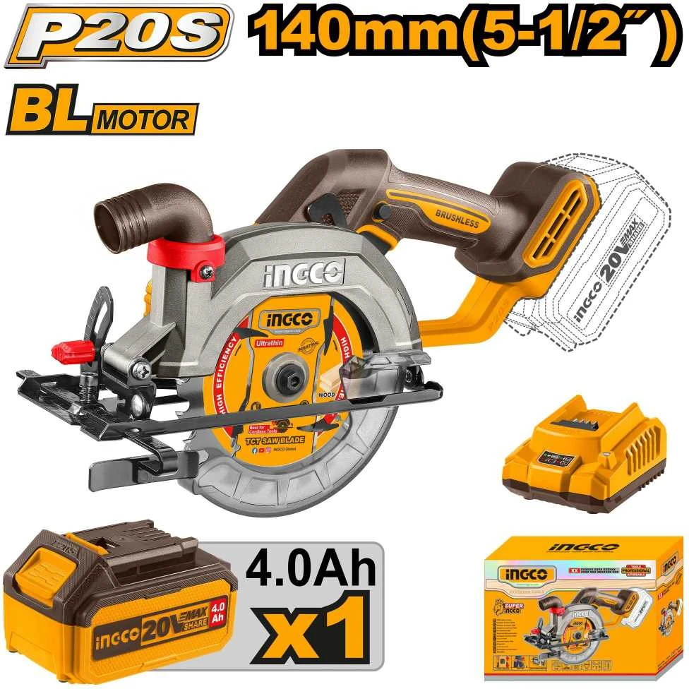 Ingco 140mm diskinis pjūklas su priedų komplektu