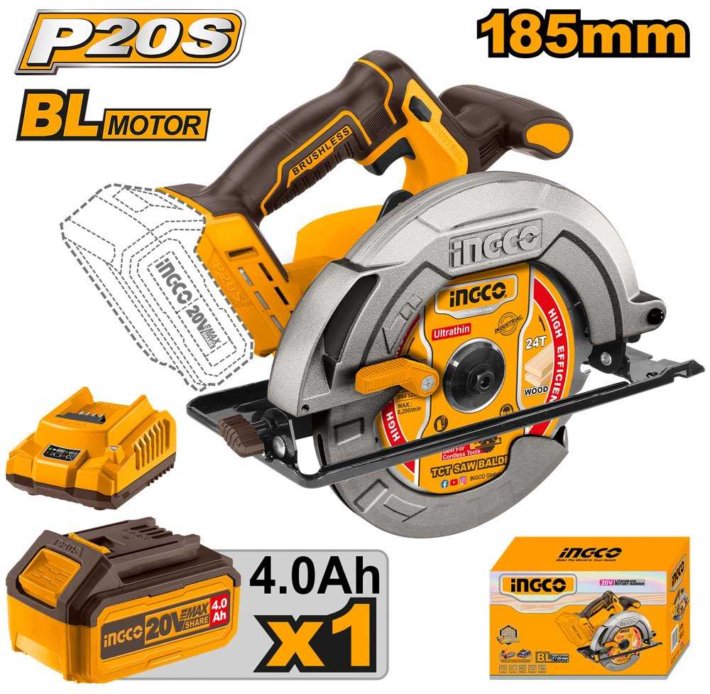 AA= / SAW　CD Ingco CSLI18511 cordless circular saw including battery and