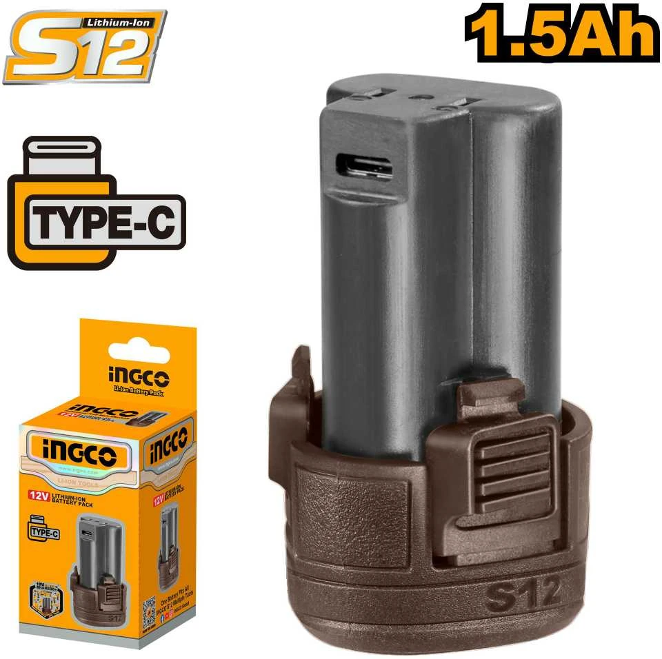 Ingco 12V 1.5Ah baterija su USB-C jungtimi