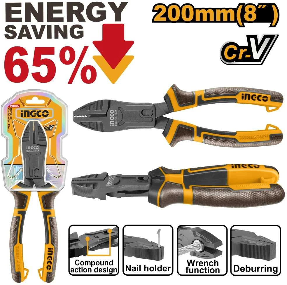Ingco HCCP58200 kombinuotos replės daugiafunkcinės CrV 200 mm