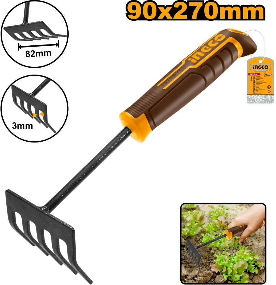 Šakotuvas Ingco HFTR1008 Hand tines MINI 5 teeth 270x90mm