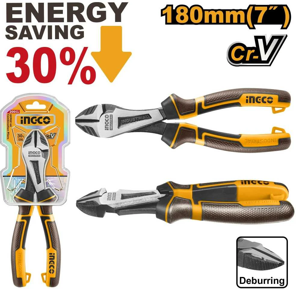Ingco HHHDCP28180 šoninio pjovimo replės, pramoninės, CrV, 180 mm