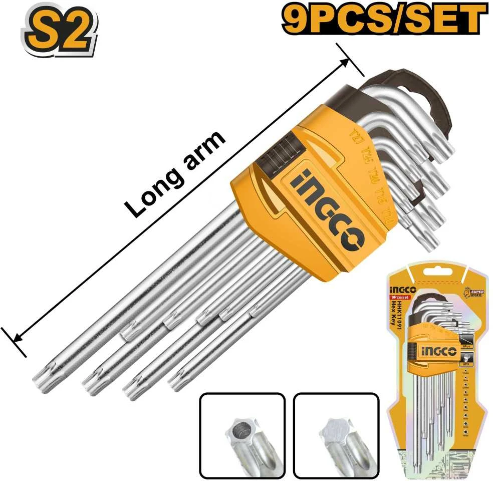 Ingco HHK13091 Torx veržliaraktis CrV T10-T50 9vnt KLC