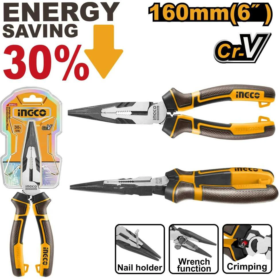 Ingco HHLNP28160 ilgo žandikaulio replės CrV 160 mm