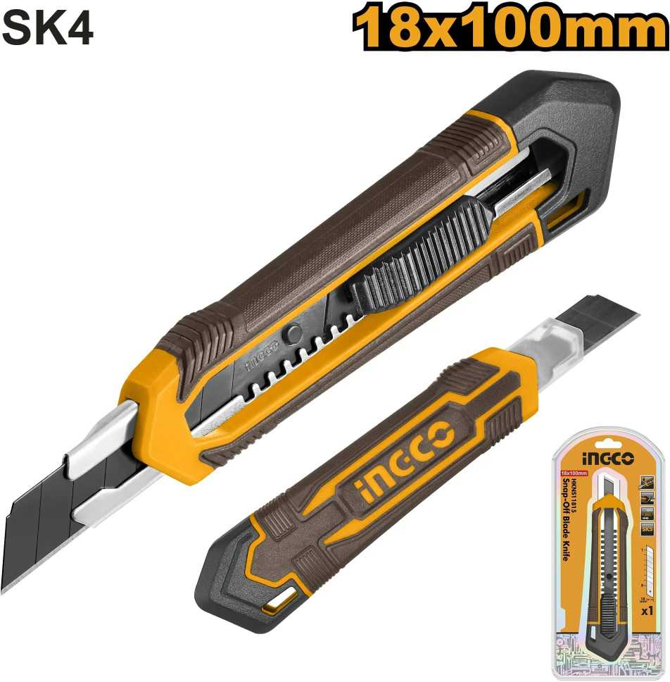 Ingco HKNS11815 Knife for breaking 18x100mm with button, 3x blade