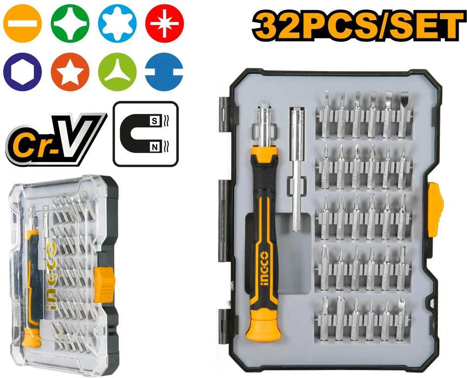 Tiksliųjų atsuktuvų rinkinys INGCO HKSDB0348, 32 vnt