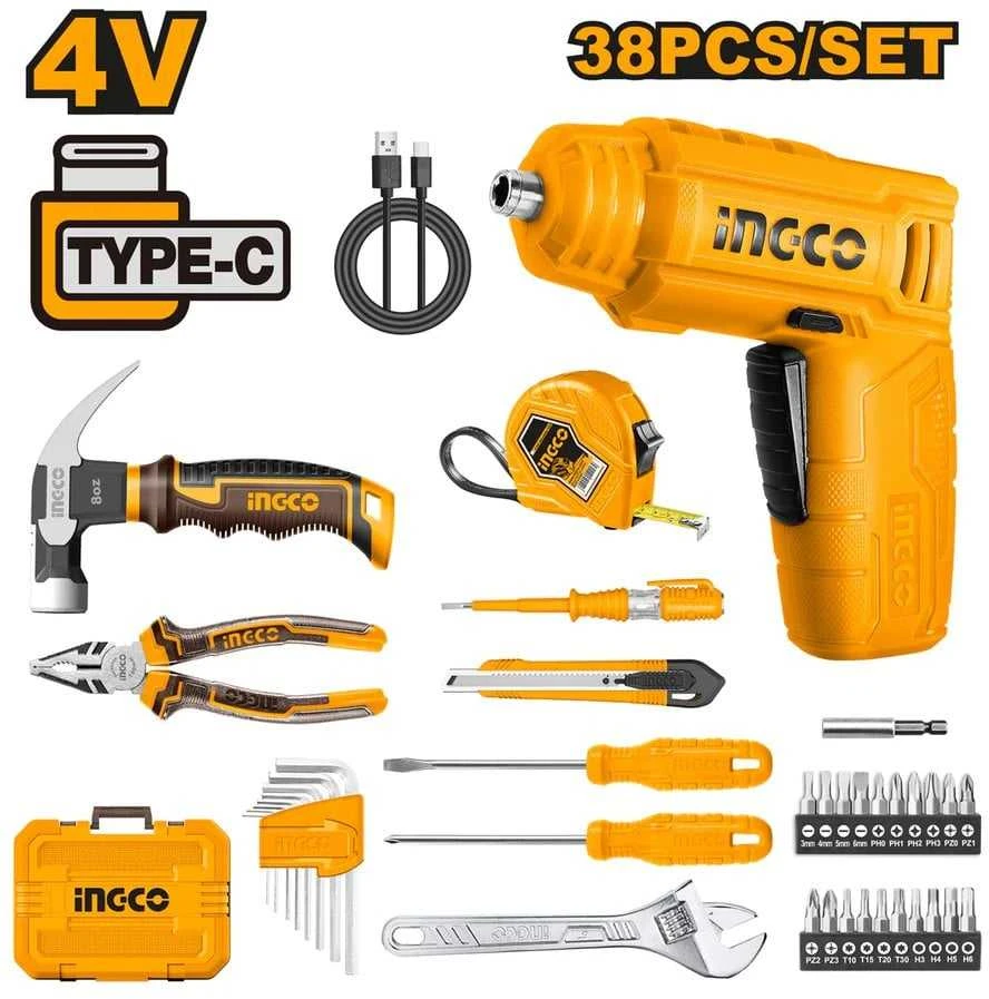 Ingco HKTHP10381 įrankių rinkinys, 38 vnt., dėkle