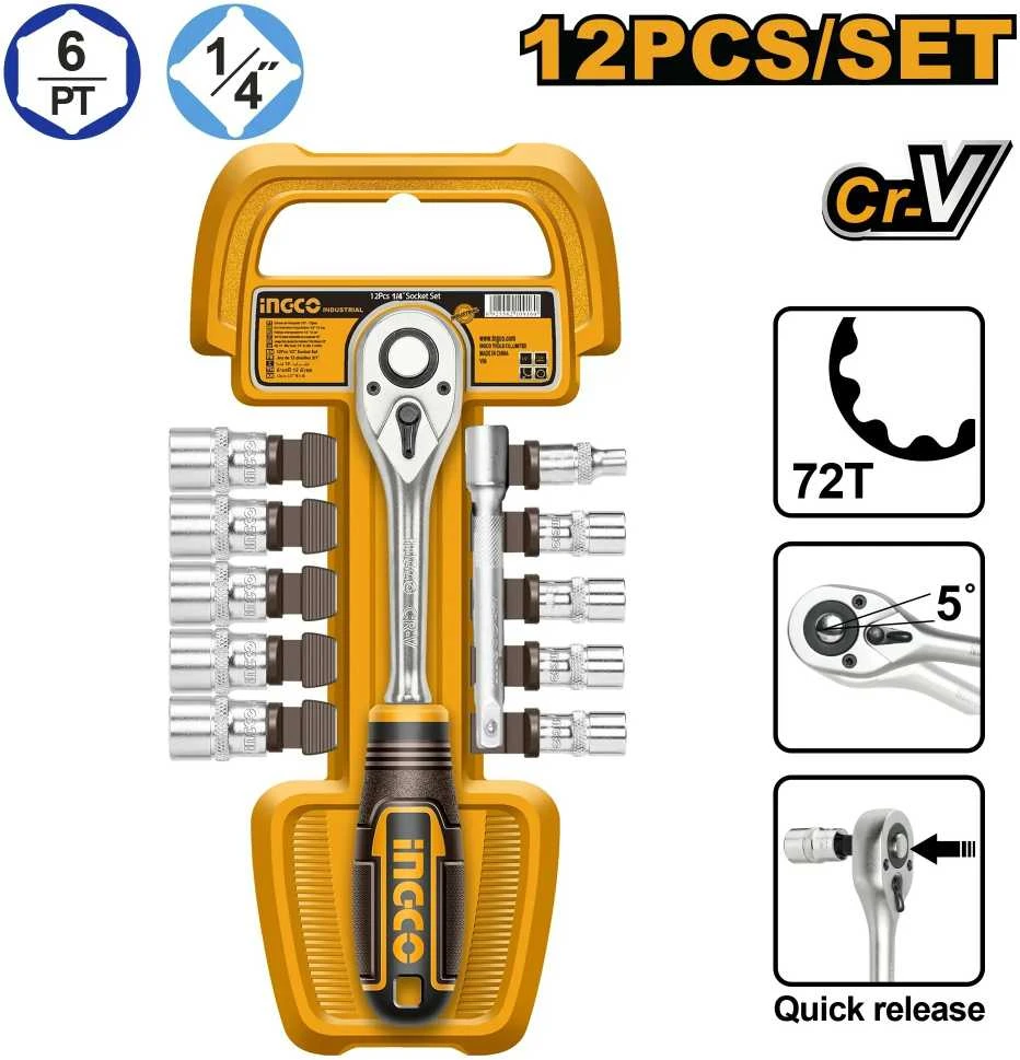 Ingco HKTS14122 kotų rinkinys, 12 vnt., 1/4" KLC