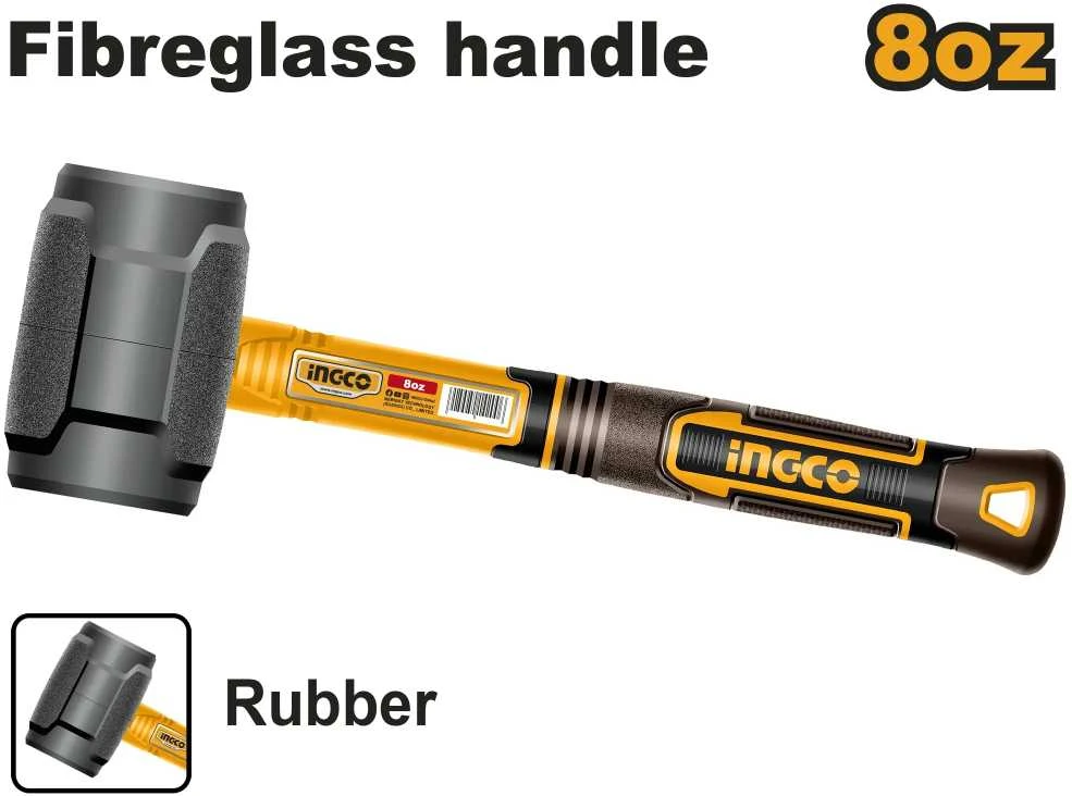 Ingco HRUH8808 Hammer 220g rubber juodas fibreglass