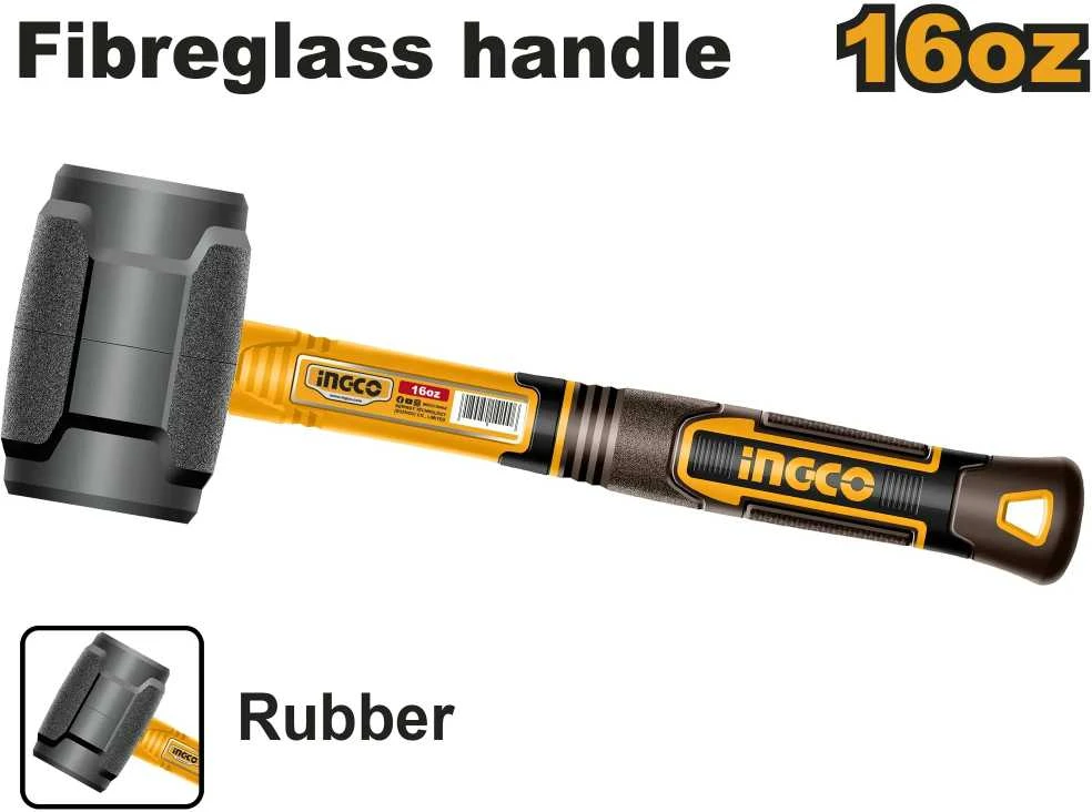 Ingco HRUH8816 Hammer 450g rubber juodas fibreglass