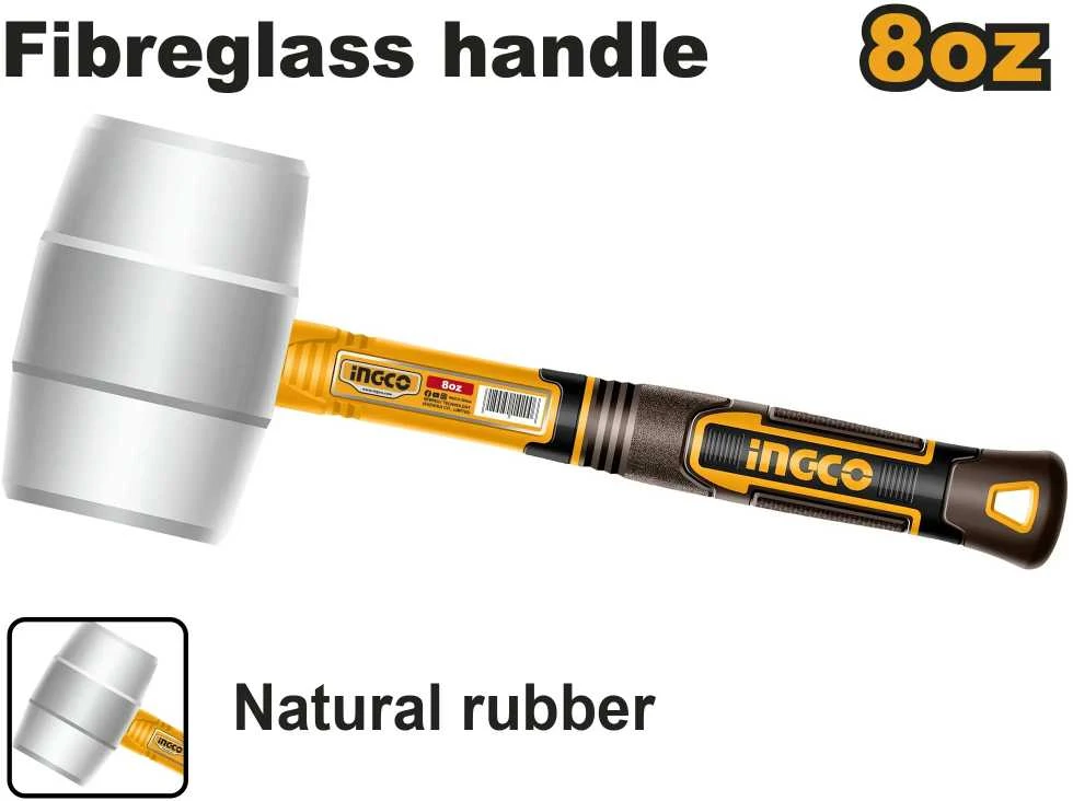 Ingco HRUH8908 Hammer 220g rubber baltas fibreglass