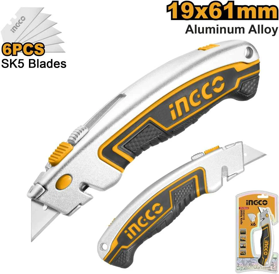 Ingco HUK6128 darbinis peilis su keičiamu ašmeniu, 19 mm, 6 ašmenų