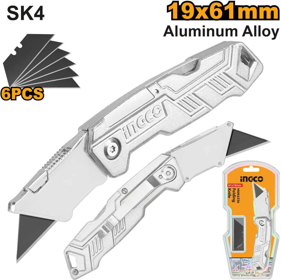 Ingco HUK6236 darbinis peilis su keičiamu ašmeniu, 19 mm, 6 ašmenų
