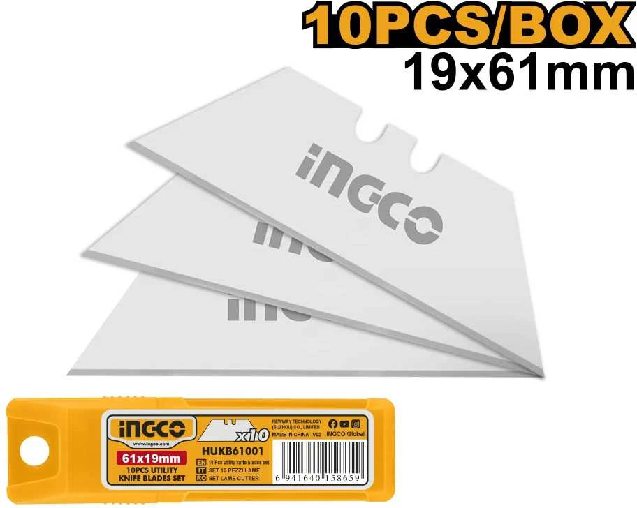 Ingco HUKB61001 atsarginių peiliukų rinkinys, 61x19 mm, 10 vnt.