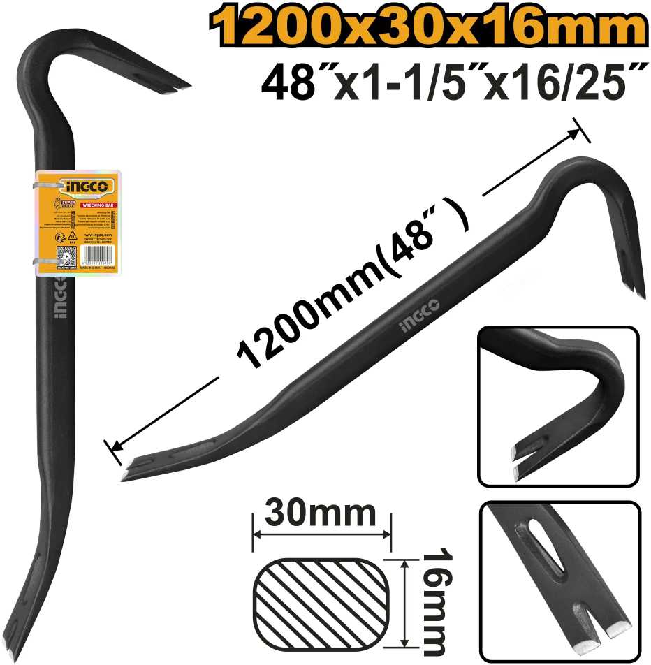 Šakotuvas Ingco HWBA01482 Nail extractor - crowbar 1200 mm