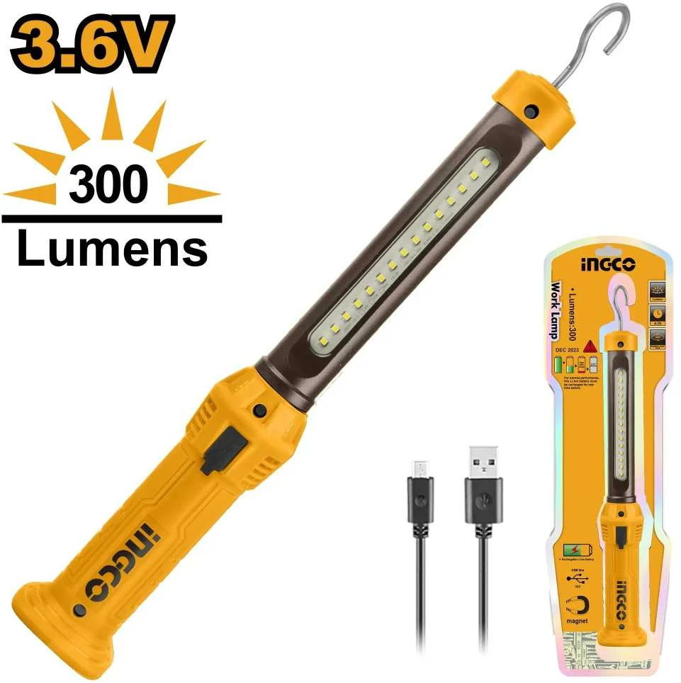 Ingco HWLI35261 belaidis žibintuvėlis darbui, 3,6 V, 300 lm
