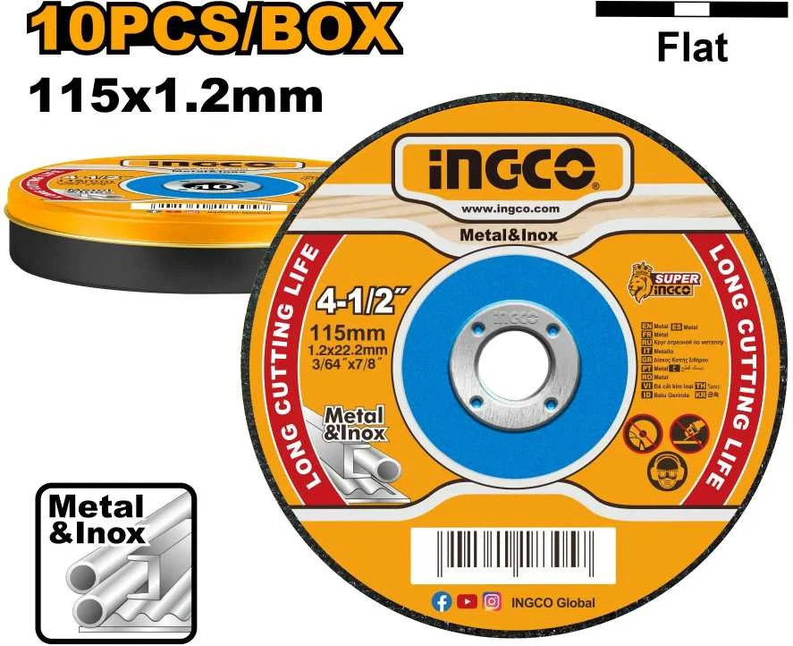 Ingco MCD121155 metalo pjovimo diskas, 115 x 1,2 x 22,2 mm, 10 vnt. rinkinys