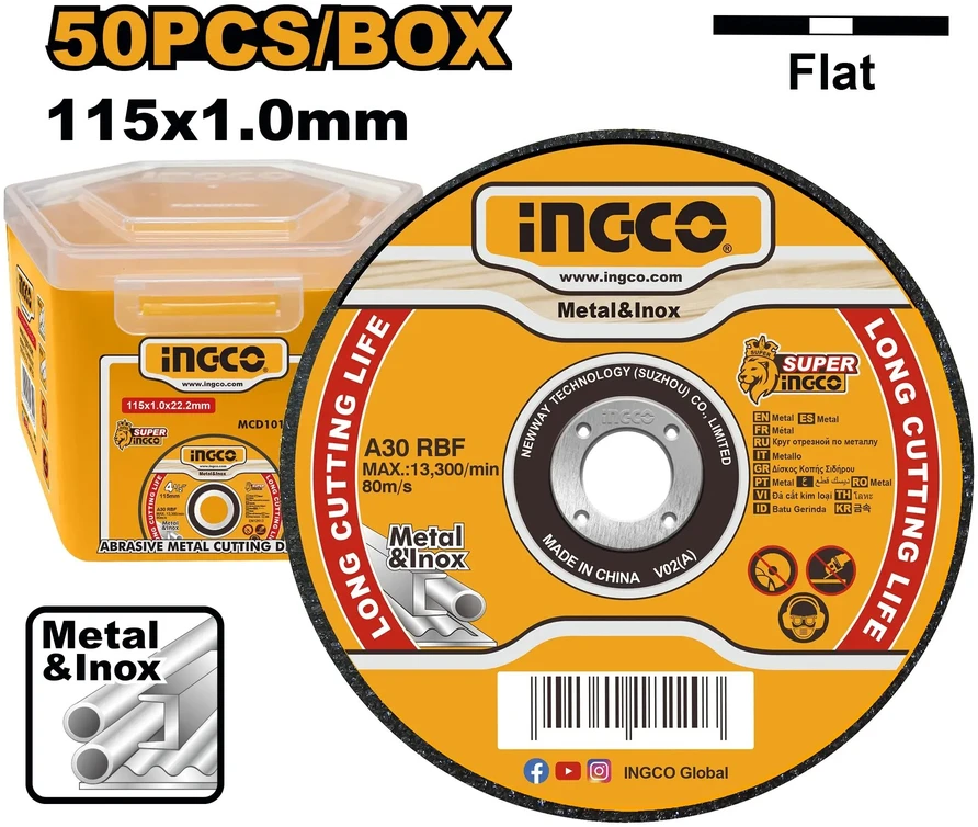 Ingco metalo pjovimo diskas 115 x 1 mm, 50 vnt. rinkinys
