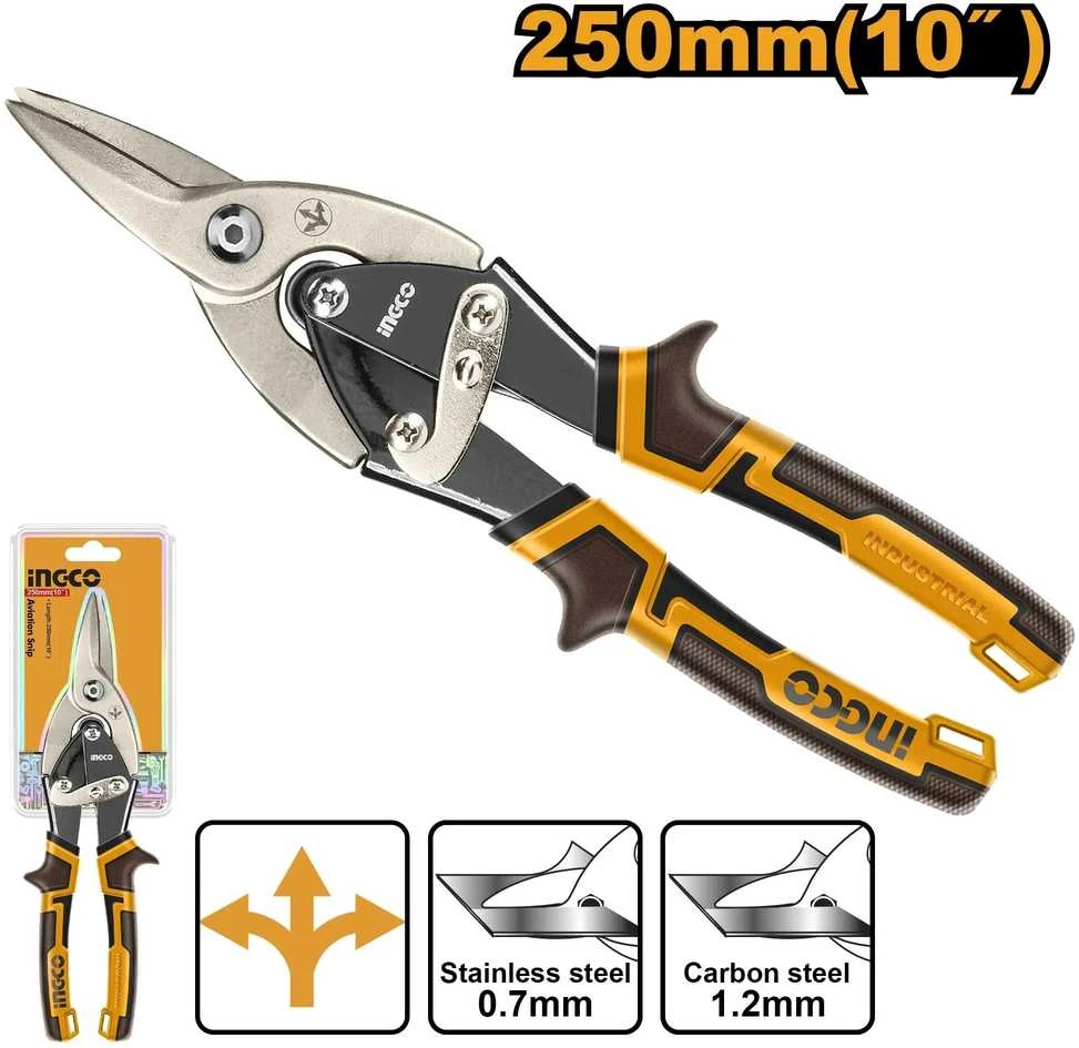 INGCO lakštinio metalo žirklės tiesios 250 mm 10"