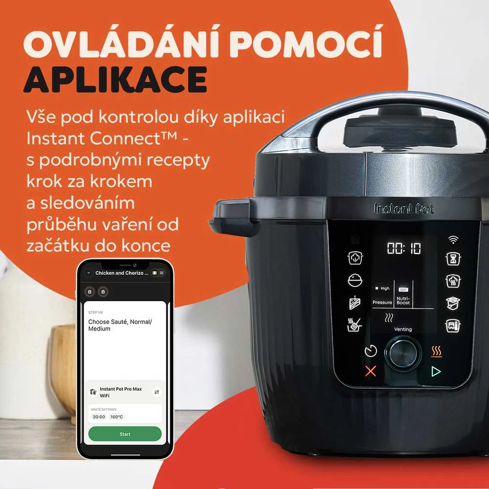 Instant Pot Pro daugybės funkcijų greitpuodis 5,7 l 1200 W su Wi-Fi valdymu, juodas PRCPC601WE