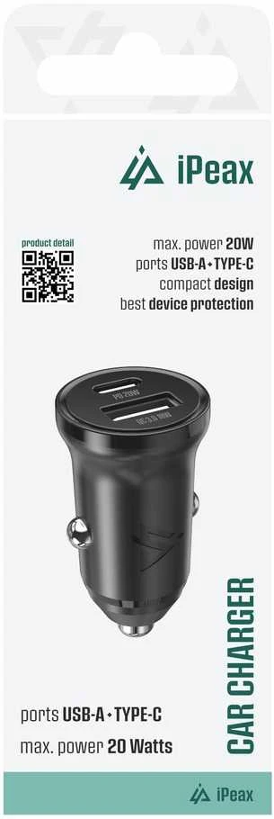 iPeax CL-03 PD USB-C / USB automobilinis įkroviklis 20W