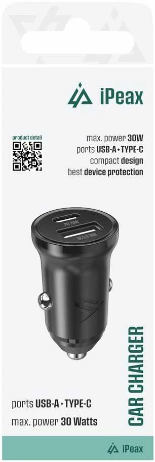 iPeax CL-04 PD USB-C / USB automobilinis įkroviklis 30W