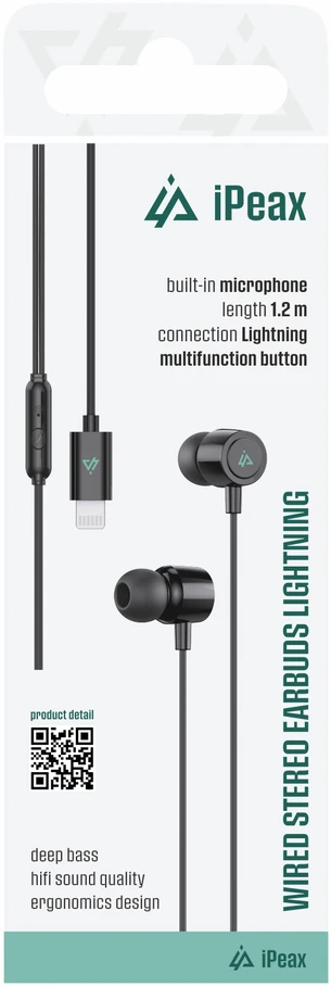 Ausinės iPeax 90010134 su laidu Earphones Lightning