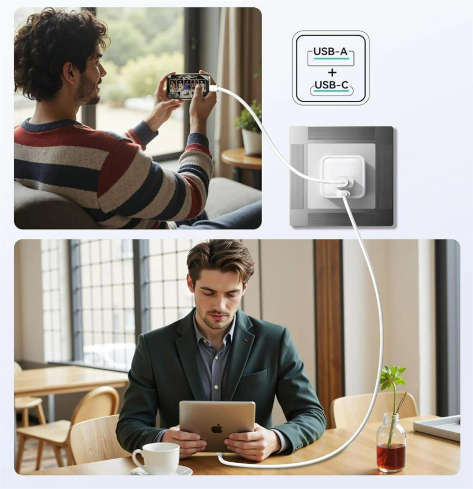 iPeax GaN USB-C / USB įkroviklis 25W