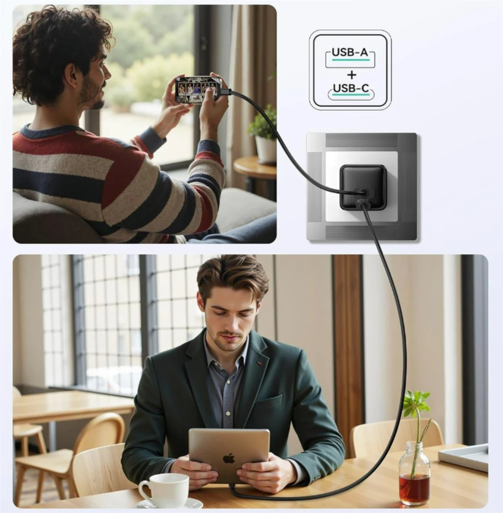 Įkroviklis iPeax GaN USB-C / USB 35W