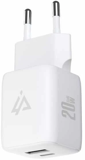 iPEAX GaN 20 W sieninis įkroviklis (USB-C + USB-A), baltas