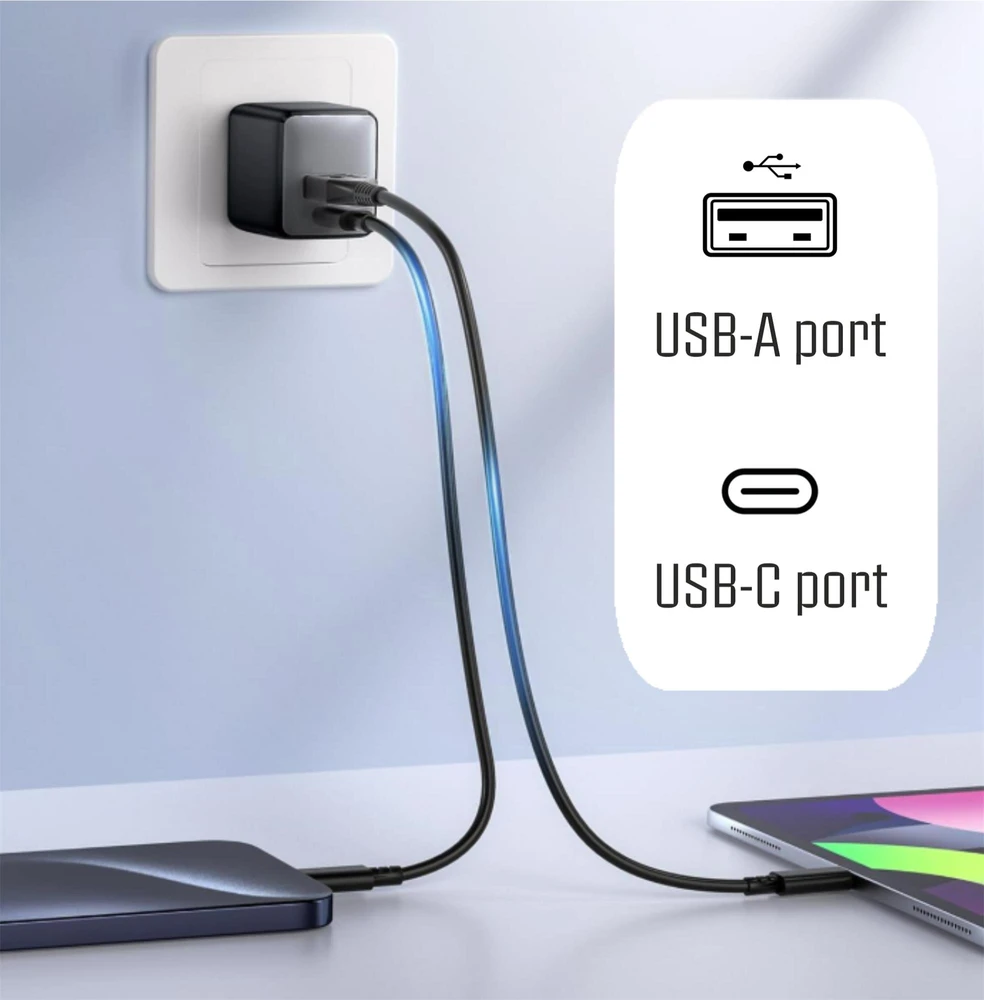 „iPeax GaN“ USB-C / USB-A įkroviklis, 45 W