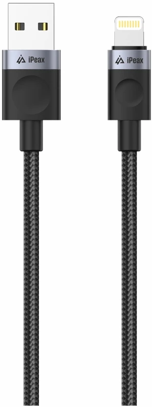 iPEAX USB-A į „Lightning“ audinio kabelis, 1 m, USB 2.0, juodas