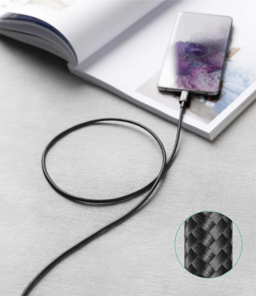 iPEAX USB-A į USB-C audinio kabelis, 1 m, USB 2.0, juodas