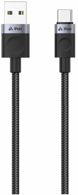 iPEAX USB-A į USB-C audinio kabelis, 1 m, USB 2.0, juodas