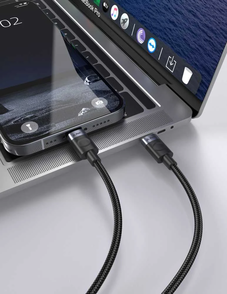 iPEAX USB-C į USB-C audinio kabelis, 1,5 m, USB 2.0, juodas