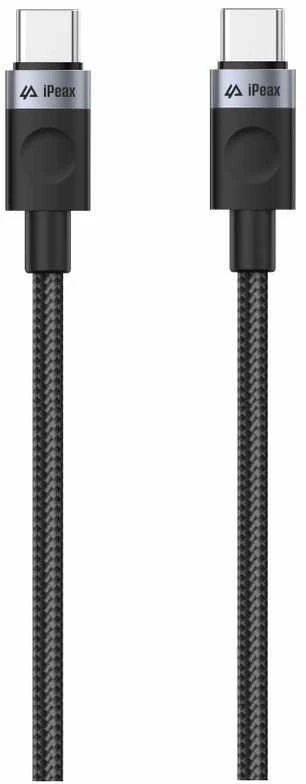 iPEAX USB-C į USB-C audinio kabelis, 1,5 m, USB 2.0, juodas