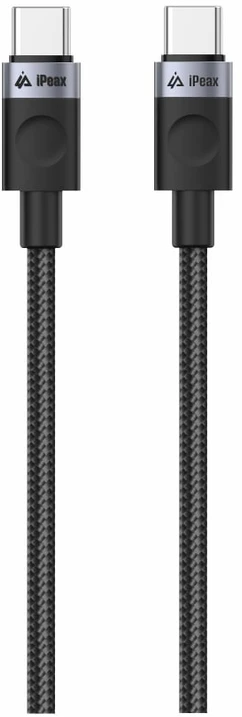 iPEAX USB-C į USB-C audinio kabelis, 1 m, USB 2.0, juodas