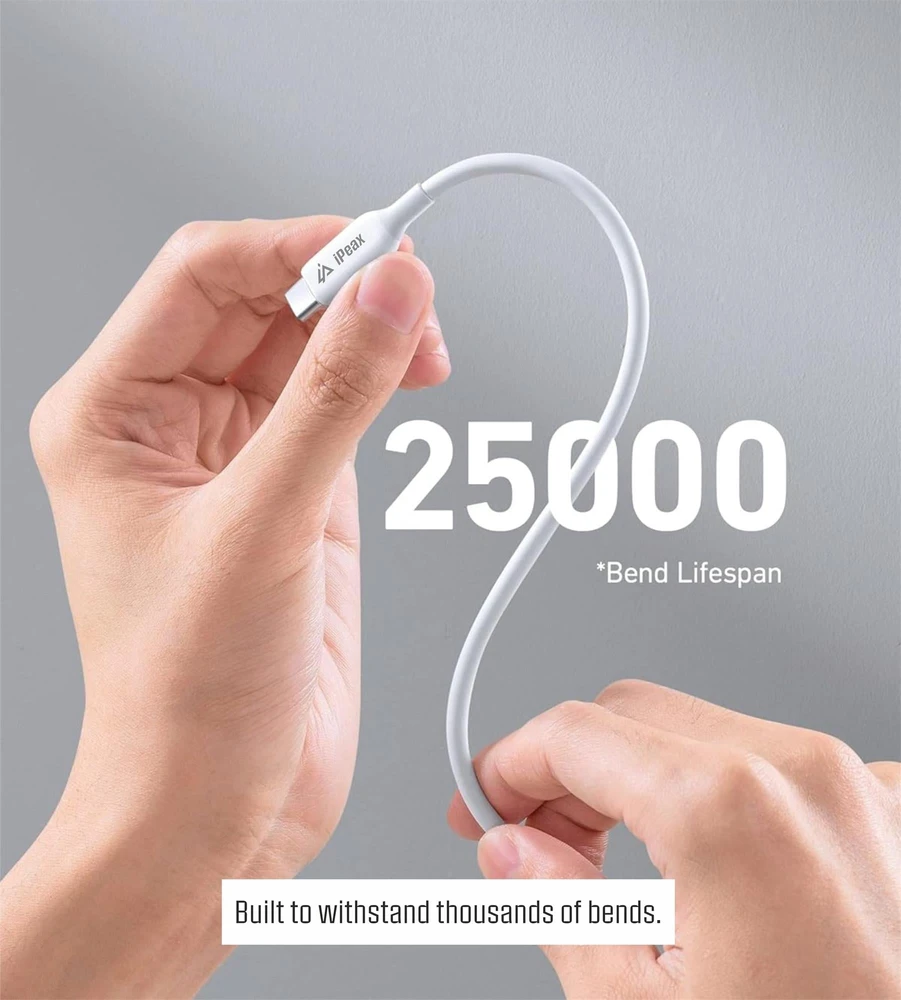 iPEAX TPU USB-A į „Lightning“ laidas, 1 m, USB 2.0, baltas