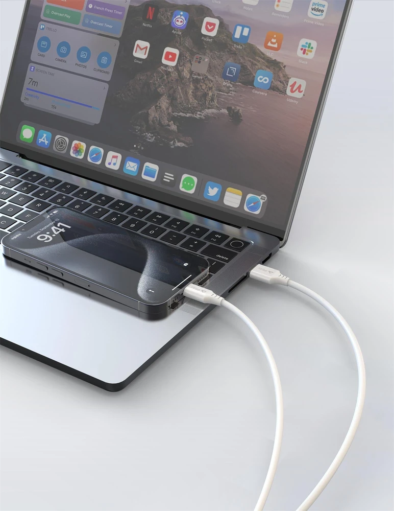 iPEAX TPU USB-A į „Lightning“ laidas, 1 m, USB 2.0, baltas