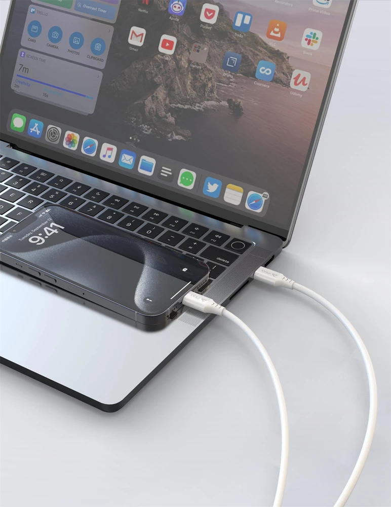 iPEAX TPU USB-C į USB-C laidas, 1,5 m, USB 2.0, baltas