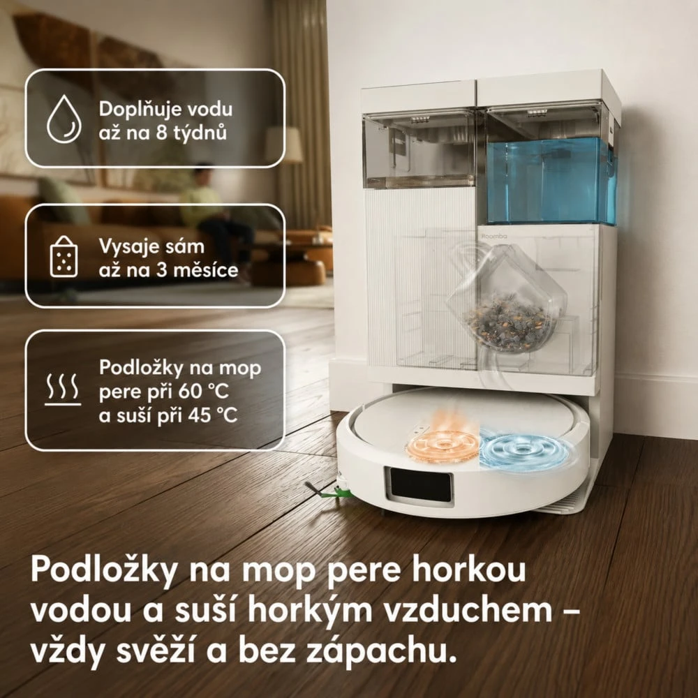 Valymo robotas iRobot Roomba Plus 515 Combo balta + doko stotelė AutoWash