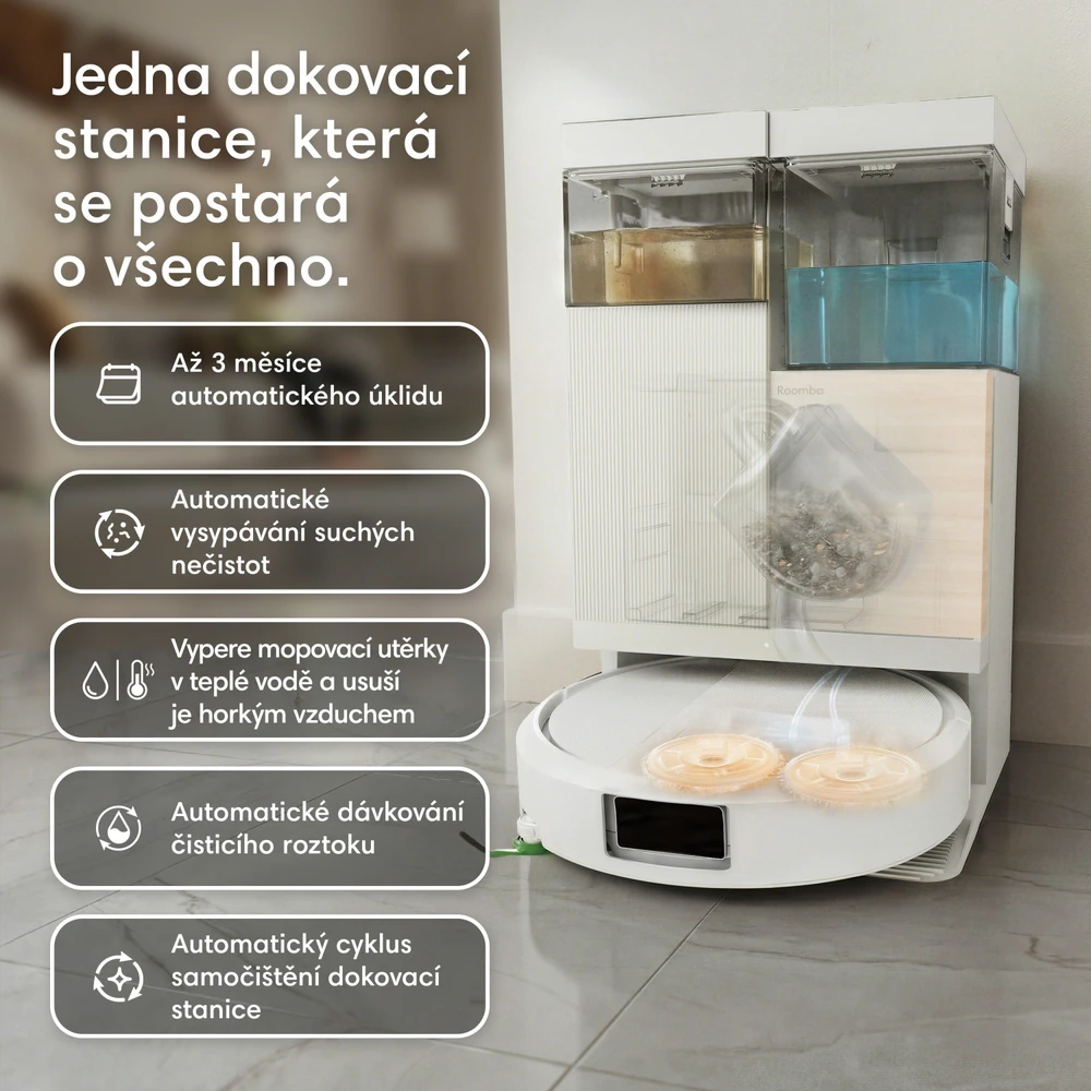 iRobot Roomba Combo 575 baltas robotas dulkių siurblys + AutoWash įkrovimo stotelė