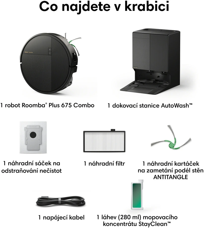 iRobot Roomba Plus 675 Combo + AutoWash Dock (Juodas)
