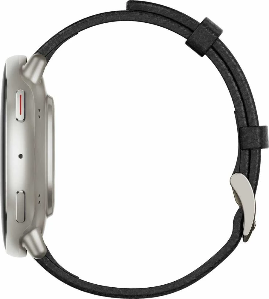 Išmanusis laikrodis - Amazfit Active 2, Sidabrinės spalvos korpusas su juodos spalvos odiniu diželiu