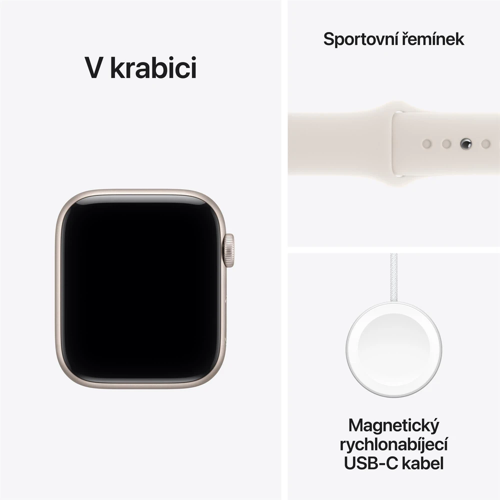 Išmanusis laikrodis Apple Watch SE 3 GPS + Cellular 44mm Starlight Alu Sport S/M Smėlio spalvos (MJLL4MP/A)