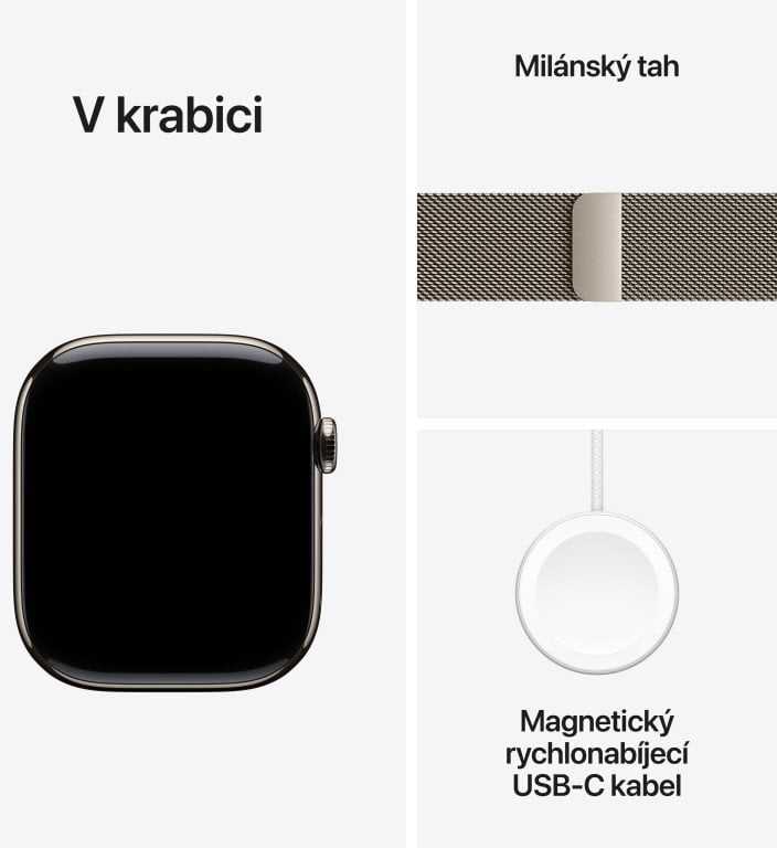 Išmanusis laikrodis Apple Watch 11 GPS + Cellular 46mm Natural Titanium Milanese Loop S/M Pilka (MFCY4MP/A)